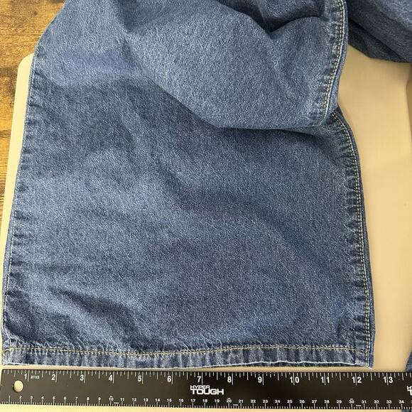 Y2K Denim Wide Leg Jumpsuit Womens M Blue Spaghetti Strap Back Zipper Pockets - Picture 11 of 14